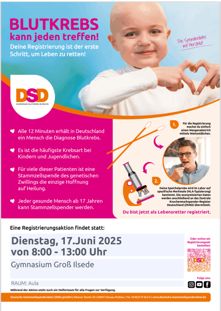 Plakat der Deutschen Stammzellspenderkartei
